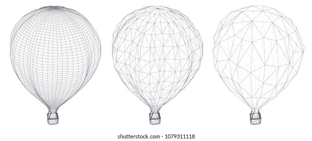 vector set of balloon from triangular segments. design element for business and tourism