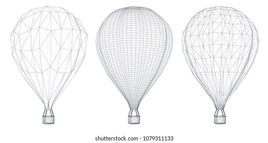 vector set of balloon from triangular segments. design element for business and tourism