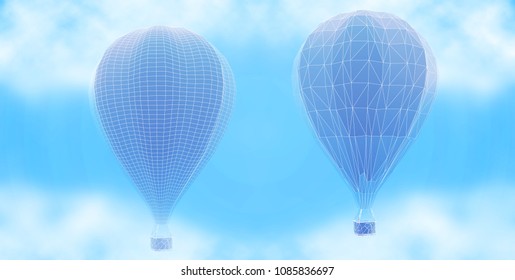 vector set of balloon from triangular segments. design element for business and tourism