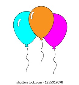 Vector set of balloons in cartoon style isolated on white background.