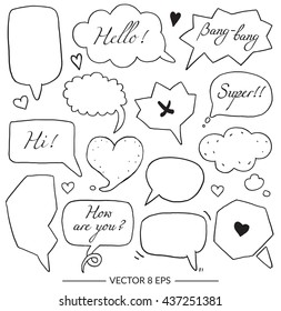 Vector set of balloons for inscriptions, pop arts, comics, cartoons. 