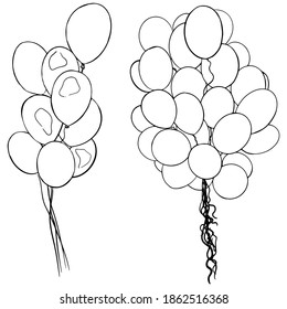 Vector Set of balloons on a white background. Blank for designers, elements, wedding cards, logo, icon, sticker