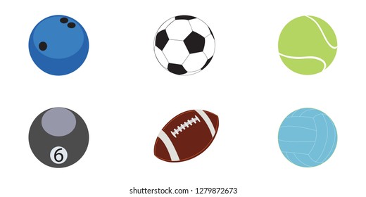 Vector set of balls for a variety of sports