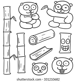 vector set of bamboo and panda