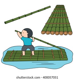 Vector Set Of Bamboo Raft