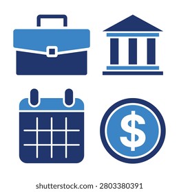 Vector Set of Bank Finance Icon
