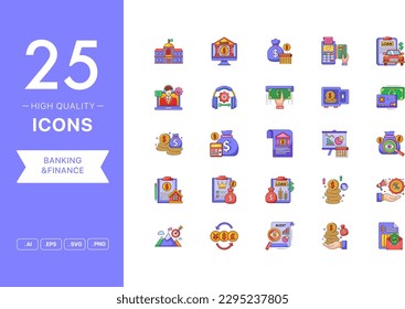 Vector set of Banking And Finance icons