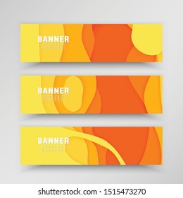 Vector set banner with abstract paper cut shapes.