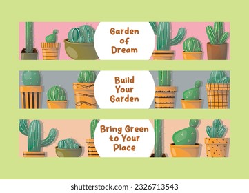 ilustración de cactus de banner set vector