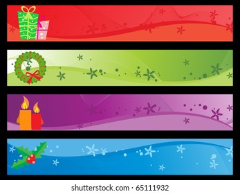 vector set of banner for merry xmas celebration