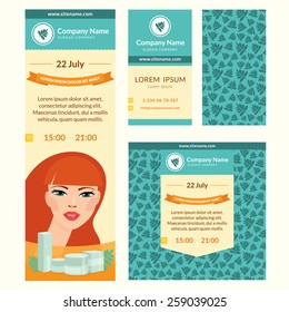 Vector set with banners and cards on cosmetics/beauty theme