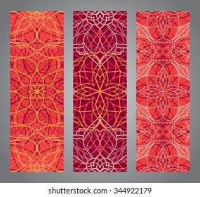 Vector set of banners or cards in vintage ornamental style. Decorative oriental ornaments. Templates for design
