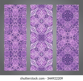 Vector set of banners or cards in vintage ornamental style. Decorative oriental ornaments. Templates for design