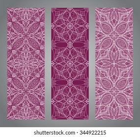 Vector set of banners or cards in vintage ornamental style. Decorative oriental ornaments. Templates for design
