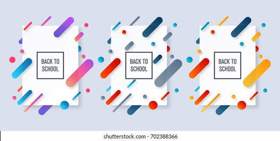 Vector set of banners. Colorful abstract backgrounds back to school