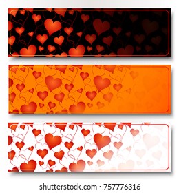 Vector set of banners with hearts for St. Valentine's Day.