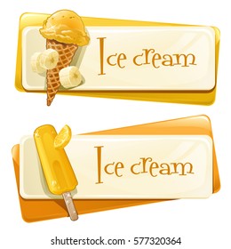 Vector set of banners with ice cream