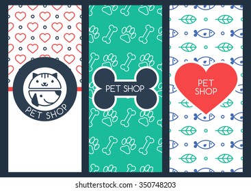 Vector set of banners and labels for pet shop