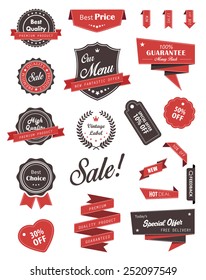 Vector set of banners labels ribbons and stickers