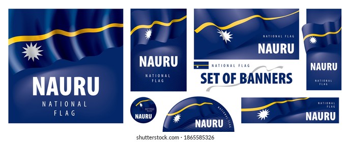 Juego de vectores de pancartas con la bandera nacional del Nauru