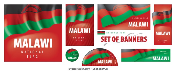 Vektorbanner mit der Nationalflagge der Malawi