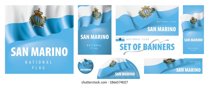 Vector set of banners with the national flag of the San Marino