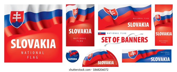 Vector set of banners with the national flag of the Slovakia