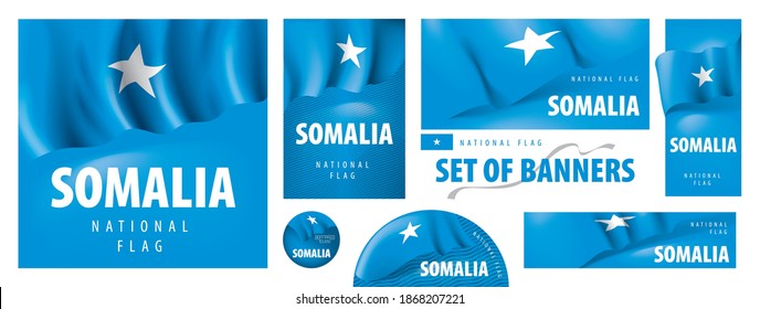 Juego de vectores de pancartas con la bandera nacional de Somalia