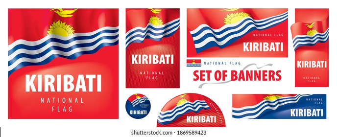 Vector set of banners with the national flag of the Kiribati