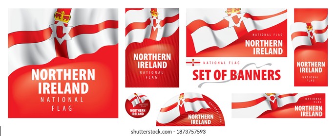 Vector set of banners with the national flag of the Northern Ireland