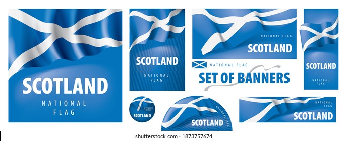 Vector set of banners with the national flag of the Scotland