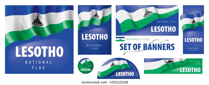 Vektorbanner mit der Nationalflagge des Lesotho