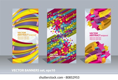 Vector set banners on abstract colorful  background