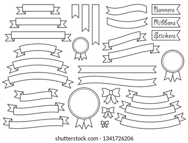 Vector Set of Banners, Ribbons, and stickers