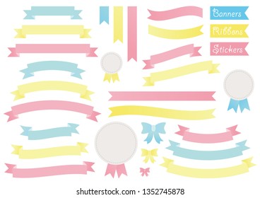 Vector Set of Banners, Ribbons, and stickers