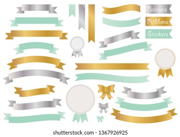 Vector Set of Banners, Ribbons, and stickers