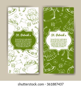 Vector set of banners for St. Patrick's Day. Illustration with hand drawn sketch.