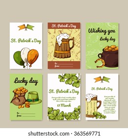 Vector set of banners for St. Patrick's Day. Illustration with hand drawn sketch.