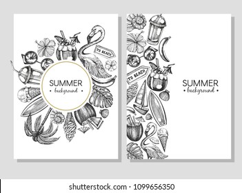 Vector set with banners. Summer time. Summer vibes. Graphic illustration