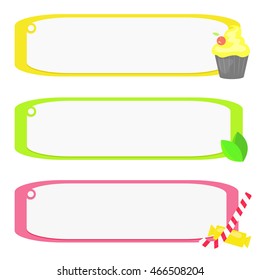Vector set of banners with sweets. It can be used for advertising banners, labels, posters (for shops, cafes, restaurants, supermarkets). Trendy flat design for web design and printing. Isolated 