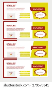 Vector set of banners yellow covers