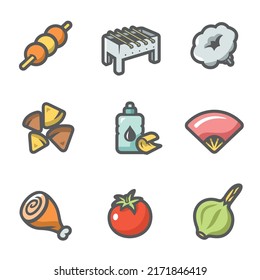 Vector Set of Barbecue. Cooking on the grill.