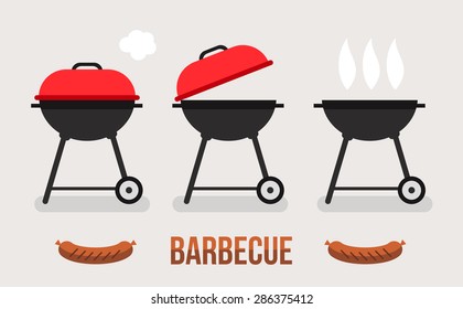 Vector set of barbecue and grill