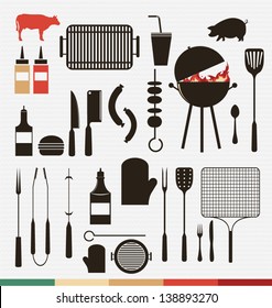 Vector set of barbecue, grill icons