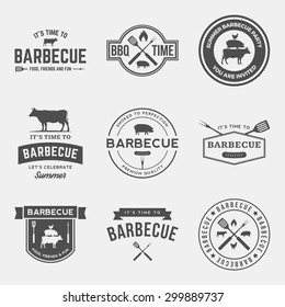 vector set of barbecue labels, badges and design elements