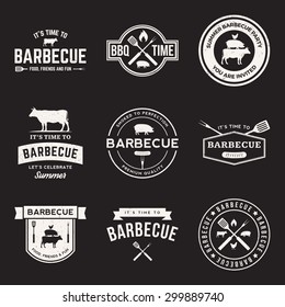 vector set of barbecue labels, badges and design elements