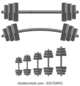 Vector Set of Barbells Isolated on White Background