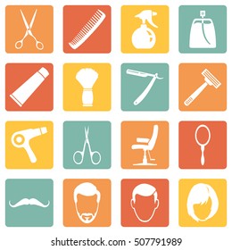 Vector Set of Barber Shop Icons