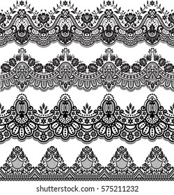 Seamless Lace Pattern Flower Vintage Vector Stock Vector (Royalty Free ...