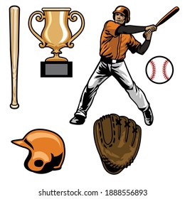 vector set of baseball equipment